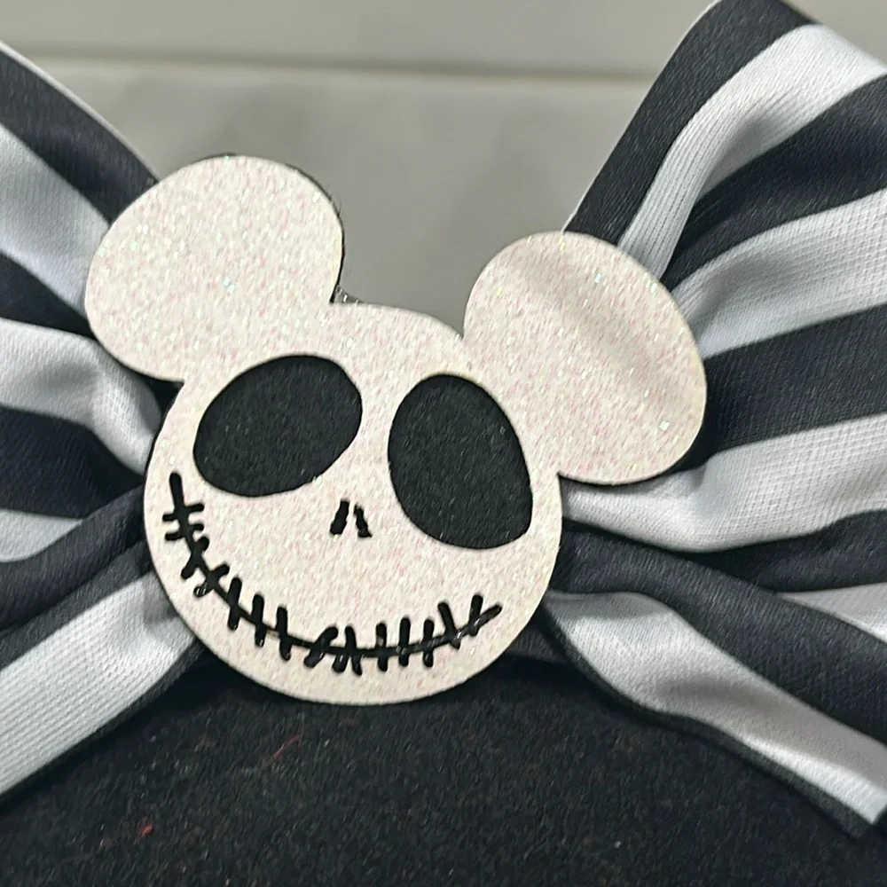 Mickey as Jack Skellington Minnie Mouse Sequin Ears Bow Headband NBC NEW